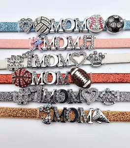 MOM 8mm Leather charm bracelet with Charms Of Your Choice - Picture 1 of 8