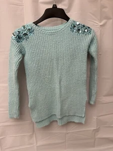 Girls Justice Green Sweater Size 10 With Sparkling Shoulders - Picture 1 of 7