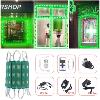 Green 5730 SMD 3 LED Module Injection Light Store Front Window Sign Lamp DC 12V - Image 1 of 4