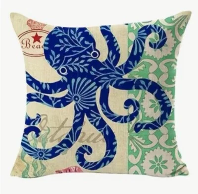 Funda Almohada Pulpo Océano Playa Náutica Costera Primavera Verano Decoración del Hogar Foto 1 de 4