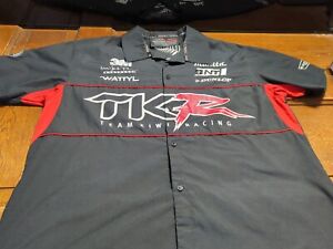 Official Team Kiwi Racing Gear Mechanic Crew Button Down Shirt Black - Small 