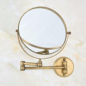 Antique Brass Wall Mounted Bathroom Makeup Mirror Dual Side 3x Magnifying Mirror