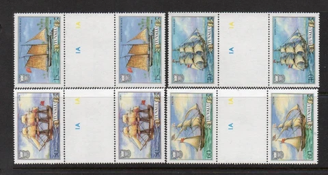 TUVALU MNH 1986 SG377-380 SHIPS GUTTER PAIRS Cover