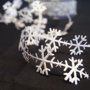 Bertie's Bows 25mm Satin Cut Outs Snowflakes Christmas Festive  Ribbon Trim - Picture 1 of 3