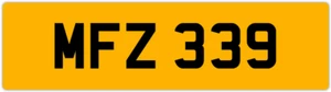 MFZ 339 M 3x3 DATELESS PRIVATE NUMBER PLATE MAT MATT MARK MICK MIK MIC MEL MAX - Picture 1 of 1