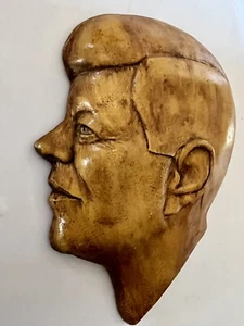 Vintage JFK John F. Kennedy Gips Profil Wandbehang 9 x 6,5 Zoll - Bild 1 von 7