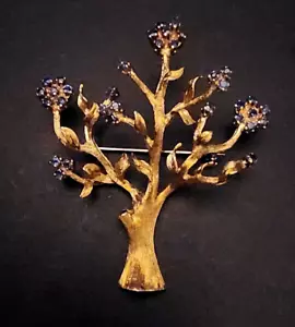 Cartier 18k Solid Yellow Gold Blue Sapphire Tree of Life Brooch - Picture 1 of 7