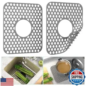TOOVEM Kitchen Sink Mats, 2PCS Non-Slip Heat Resistant Silicone Sink Protecto - Picture 1 of 5