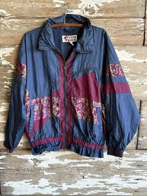 Chaqueta cortavientos Active Stuff de colección años 80 90 M ColorBlock nailon hecha en pista Omán Foto 1 de 4