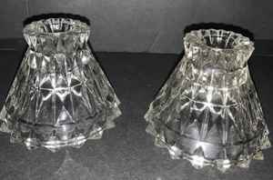 Jeanette Kerzenständer Depression Glashalter Windsor Muster 30er-40er Jahre Paar - Bild 1 von 4