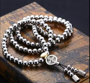 108 Buddha Perlen Halskette buddhistische Gebetsperlen Mala Edelstahl Mode - Bild 1 von 5