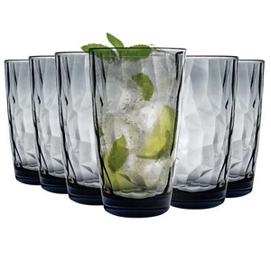 Hi Ball Glasses Water Highball Drinking Tumbler Diamond Dimpled Glass 470ml x6 - Picture 1 of 5