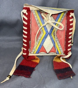 Plains Indianer Parfleche Tasche Indianer Rohhaut bemalt Dokumententasche schön! - Bild 1 von 11