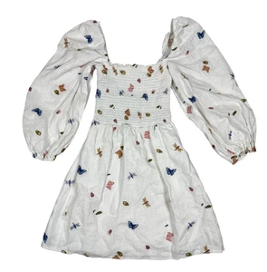 Reformation Womens Size S Greyson Linen Long Sleeve Mini Dress Butterfly Bugs - Picture 1 of 14