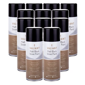 Paquete de 12 pinturas en aerosol para restauración de estufa negra mate Valiant - Imagen 1 de 7