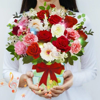 APOTODITO Pop Up Card with Music and Light, Pop Up Cards with Flowers, Flower Bouquet 3...