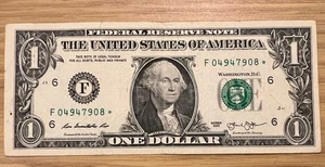 $1 Star Note 2013 circulated ungraded low serial # F04947908* nice condition - Picture 1 of 3