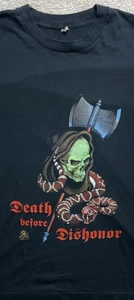 Vintage 90er Screen Stars T-Shirt "Death Before Dishonor" Schlange Einzelnaht Herren LG - Bild 1 von 4