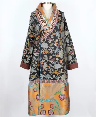 ETRO Bata Abrigo Chino 42 EE. UU. Mediano - Grande $6060 Kimono Piel de Leopardo Foto 1 de 4