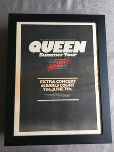 Queen 1977 UK tour Extra Earls Court gig Framed Advert / Ad 18" x 14" - Picture 1 of 1