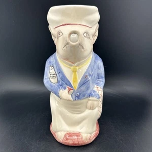 Pig Chef Pitcher W/Wine Outeiro Pottery Hand Painted Ceramic - Picture 1 of 9