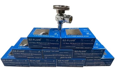 (10Pcs) Pex Valve 3/8"OD Comp x 1/2"Pex Fittings 1/4Turn LF Brass Angle Stop ... - Image 1 of 4
