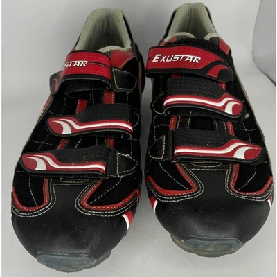 Zapatos de ciclismo para bicicleta de carretera Exustar E-SM303 - negros y rojos - para hombre talla 11 de EE. UU. Foto 1 de 4