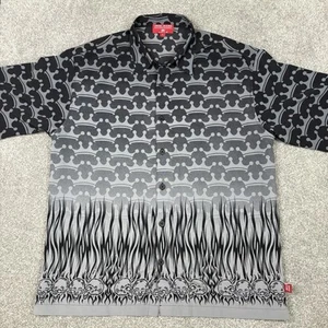 JNCO Jeans Shirt Men L Y2K Vintage Crown Flames Skulls Button Up Punk Skater AOP - Picture 1 of 9
