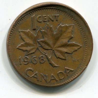 1968 Canada 1c Cent - Struck Off Center - Image 1 of 2