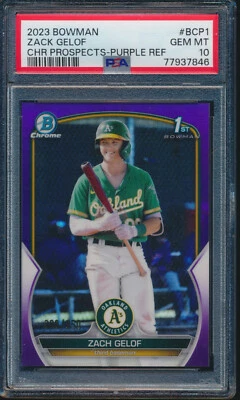 PSA 10 ZACH/ZACK GELOF 1st 2023 Bowman Chrome PURPLE REFRACTOR/250 RC GEM MINT - Image 1 of 3