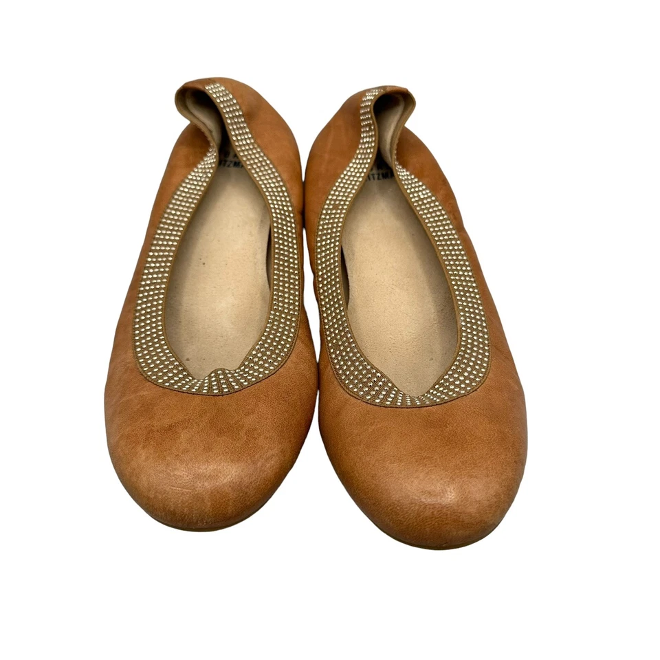STUART WEITZMAN Lastikon Tachonado Flexible Ballet Pisos Cuero Caramelo 7M Foto 1 de 4