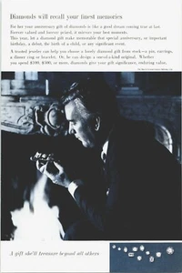 Anuncio De Beers Diamonds Will Recall Your Finest Memories 1961 vintage - Imagen 1 de 1