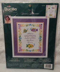 Bucilla Donna Dewberry Birth Record Under The Sea Counted Cross Stitch Kit 43595 - Picture 1 of 8