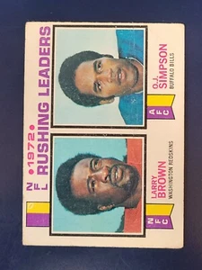 Tarjeta de fútbol americano 1973 Topps #1 marrón/Simpson LL bajo grado G/F/P ver fotos - Imagen 1 de 2
