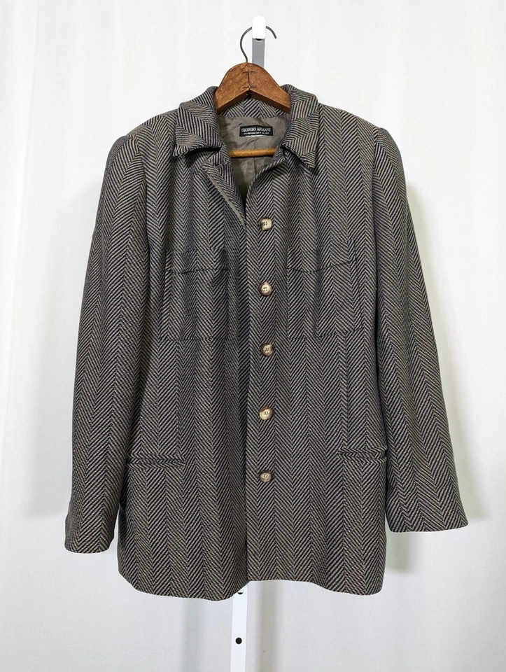 Giorgio Armani начале 90-х винтажный взлетно-посадочной полосы Herringbone геометрический куртка Италии - Изображение 1 из 4