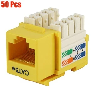 50 pièces Cat5E RJ45 Ethernet LAN réseau Keystone Jack 110 PunchDown Snap-in jaune - Photo 1/4