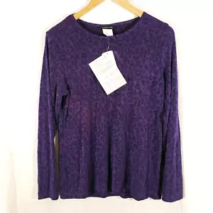 NEW Citiknits Women's Size S Animal Print Purple Long Sleeve Top Made In USA NWT - Picture 1 of 9