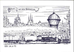 Erfurt and its locomotives graphic drawing Köhler steam locomotive P8 anno 1910 - Picture 1 of 2