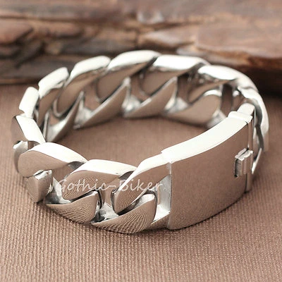 Heavy Men's Curb Cuban Chain Link Bracelet Necklace Stainless Steel Polish 24mm - Image 1 of 4