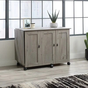 Gray Sewing Table Craft Cart Storage Expandable Furniture Wheels Cabinet New - Picture 1 of 8
