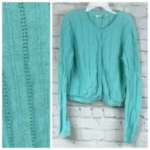GAP Kids Mint Green Button Down Ribbed Cardigan Spring Sweater Girls Size 10 - Picture 1 of 7