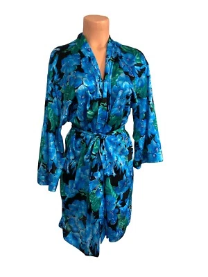 Traje de baño de colección años 70 cubre kimono bata de Roxanne L azul flores floral negro Foto 1 de 4
