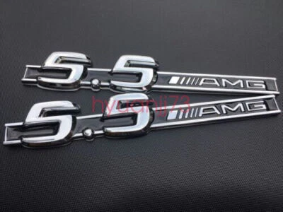 2× MERCEDES 5.5 AMG BADGE SIDE WING CL55 S55 ML55 SL55 CLS SLK55 CLS55 C55 - Image 1 of 4