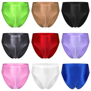 Herren Öl Glänzendes Briefs Shorts Unterhose High Waist Bikini Slips Bademode - Picture 1 of 101