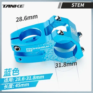TANKE 31.8mm-28.6mm Mountain Road Bike Stem 45mm 0° Short Bicycle Handlebar Stem - Picture 1 of 12
