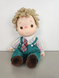 Vintage 1980 Ice Cream Doll Boy Green Overalls 14" Brown Eyes Curly Light Hair - Picture 1 of 10