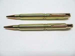 2 Handmade RIFLE BULLET Pens from .308 Brass & 30-06 Cartridges. VERY NICE!!! - Picture 1 of 1