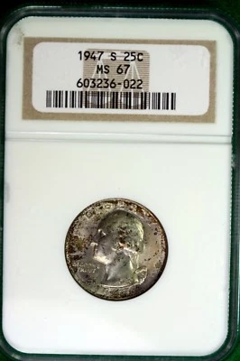 1947 - S NGC MS67 Washington Quarter!! #B9060 - Image 1 of 2