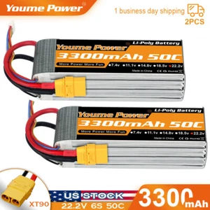 2pcs 22.2V 6S 3300mAh LiPo Battery XT90 for RC Car Truck Boat Helicopter Drone - Picture 1 of 7