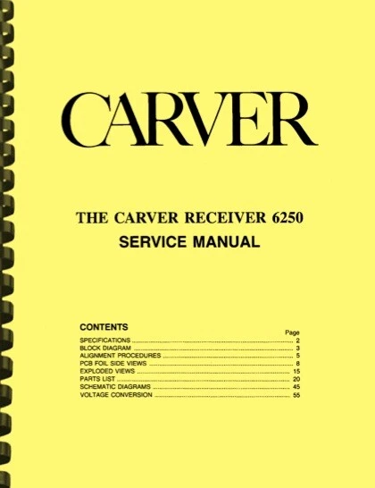 Manual de servicio de reparación receptor Carver 6250 Foto 1 de 1